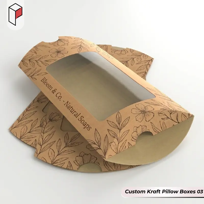 Kraft Pillow Boxes With logo 03